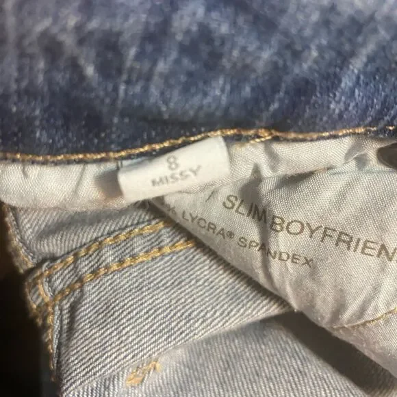 J. Jill Denim Straight Fit Slim Boyfriend Ink Stamped Floral Print Jeans Size 8 - Picture 12 of 13